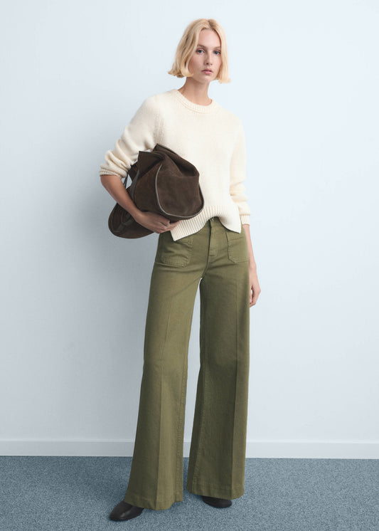 Pantalón Vaquero de Pierna Ancha con Bolsillos