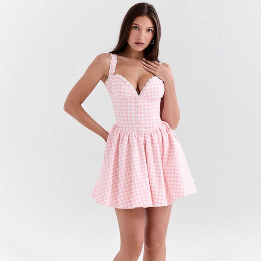 Vestido Corto de Encaje con Corsé Brisa de Luz