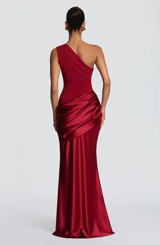 Vestido de Satén de Un Hombro Violeta de la Marea