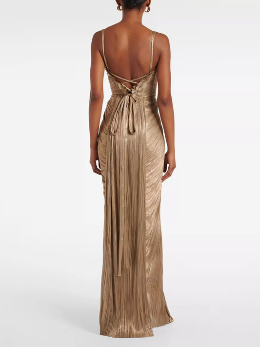 Vestido Largo Corsé Metalizado
