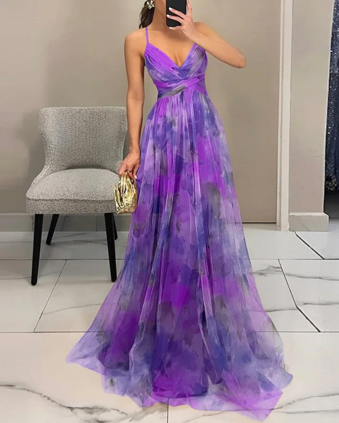 Vestido maxi floral Samar en color morado
