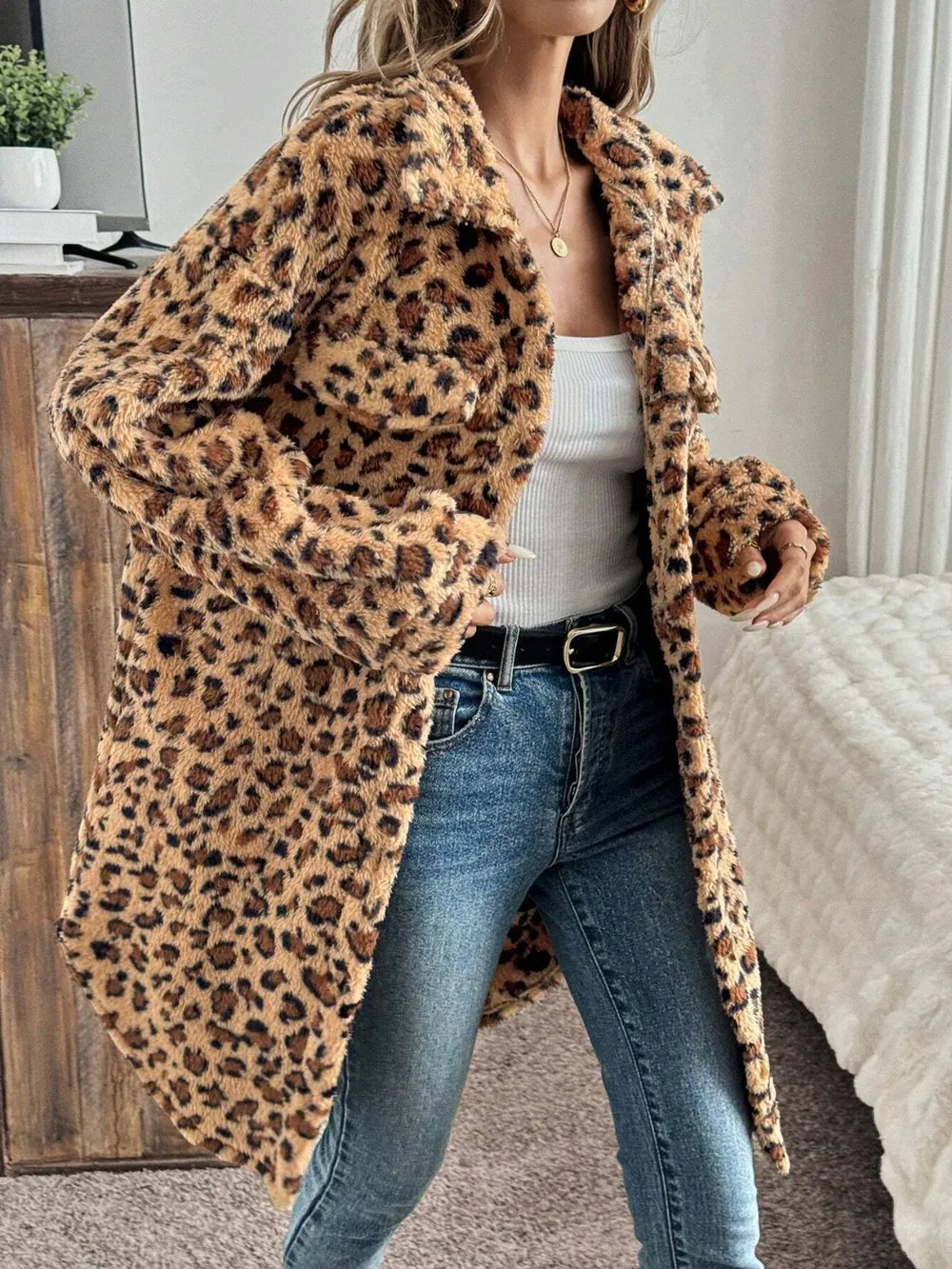 Abrigo Peludo de Leopardo