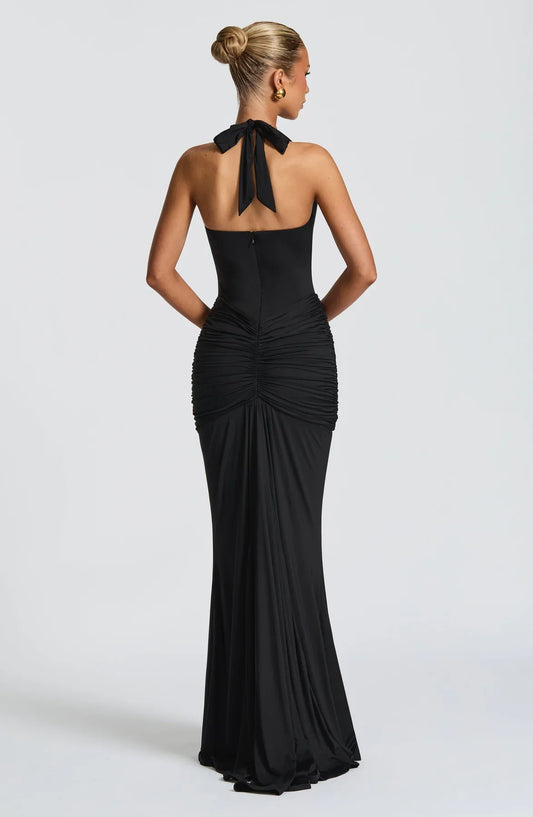 Vestido Largo de Punto Halter Camelia de la Estrella