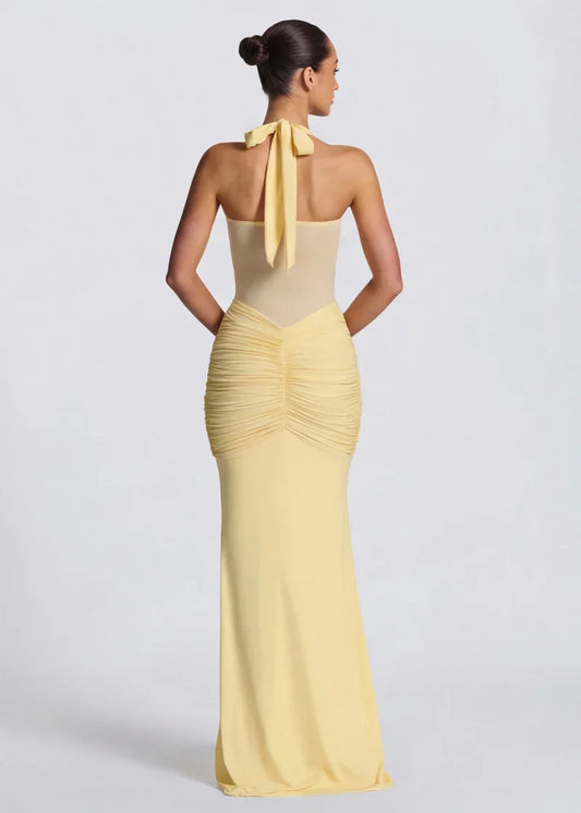 Vestido Largo Halter Rosa de la Estrella