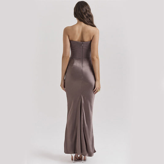 Vestido Largo de Satén con Corsé Pétalo de la Estrella