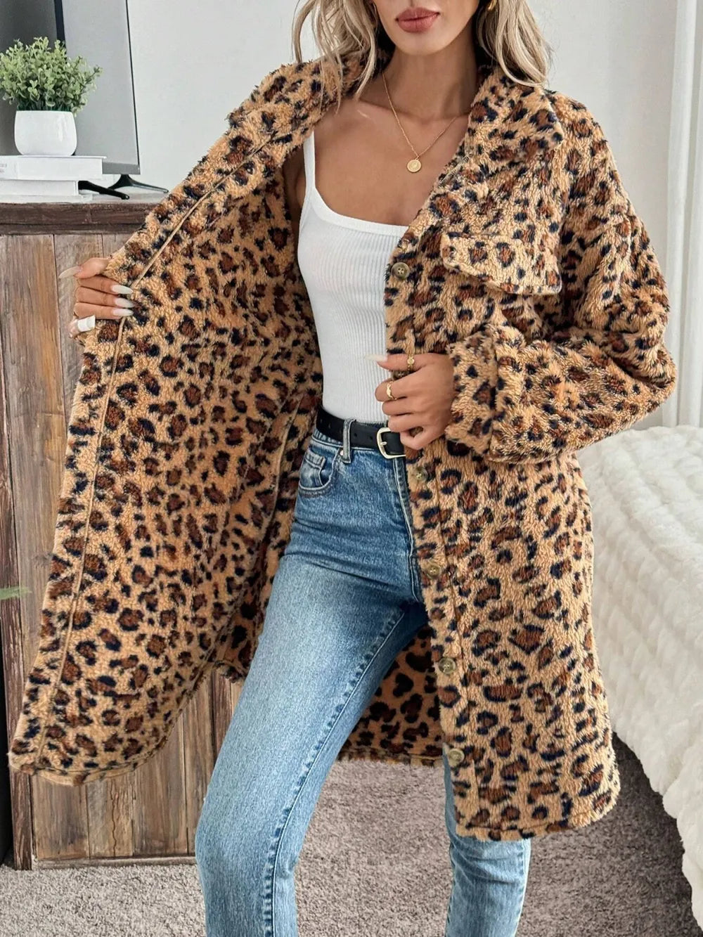 Abrigo Peludo de Leopardo