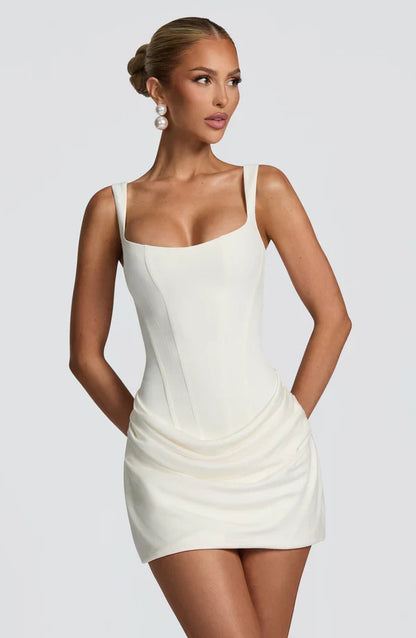 Vestido Corto con Corsé Flora de la Estrella