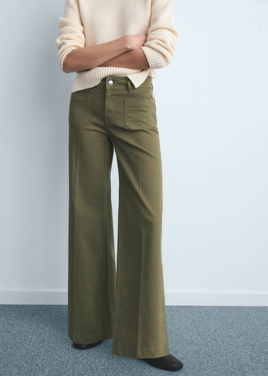 Pantalón Vaquero de Pierna Ancha con Bolsillos
