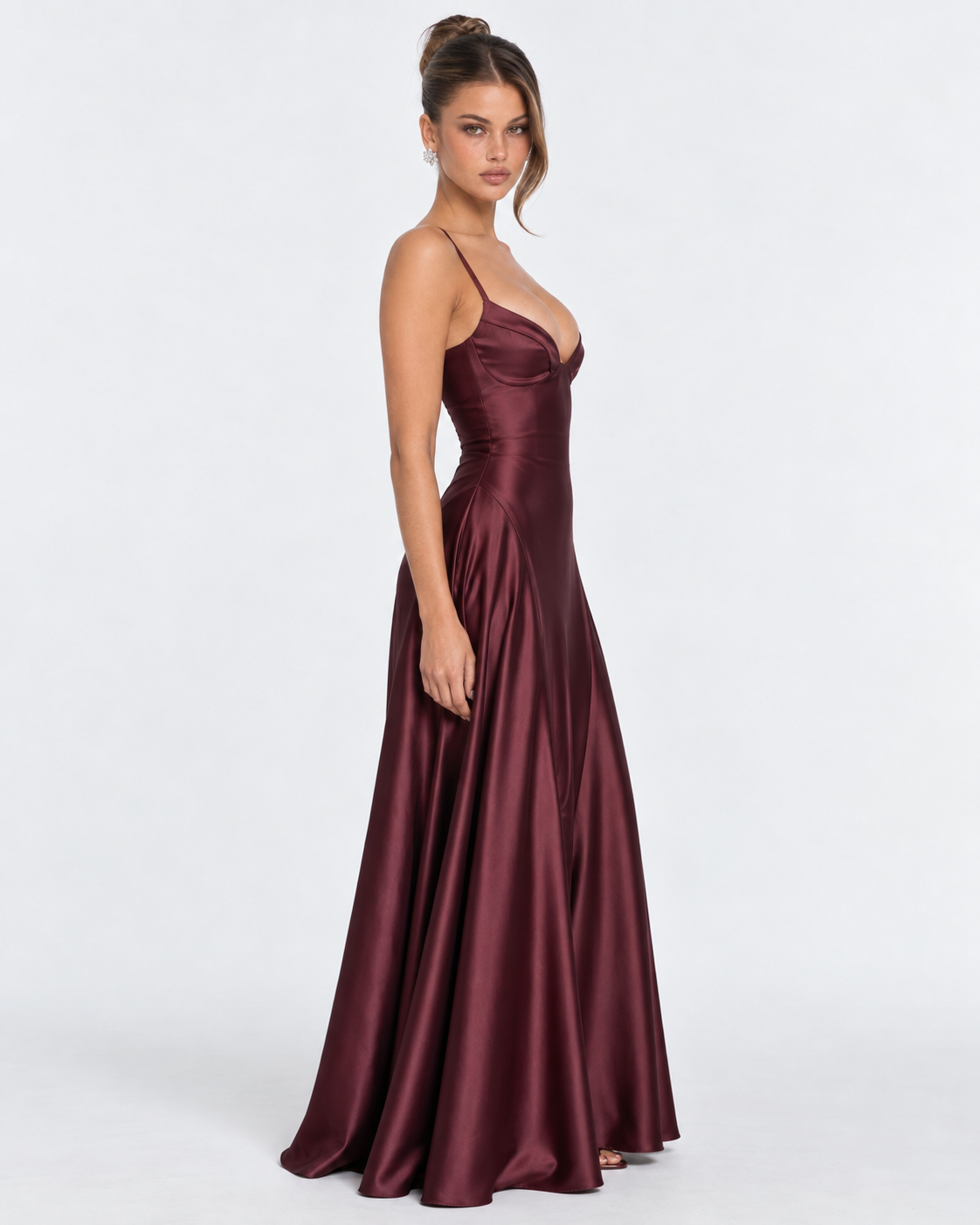 Vestido Largo de Satén con Corsé y Cordones en la Espalda
