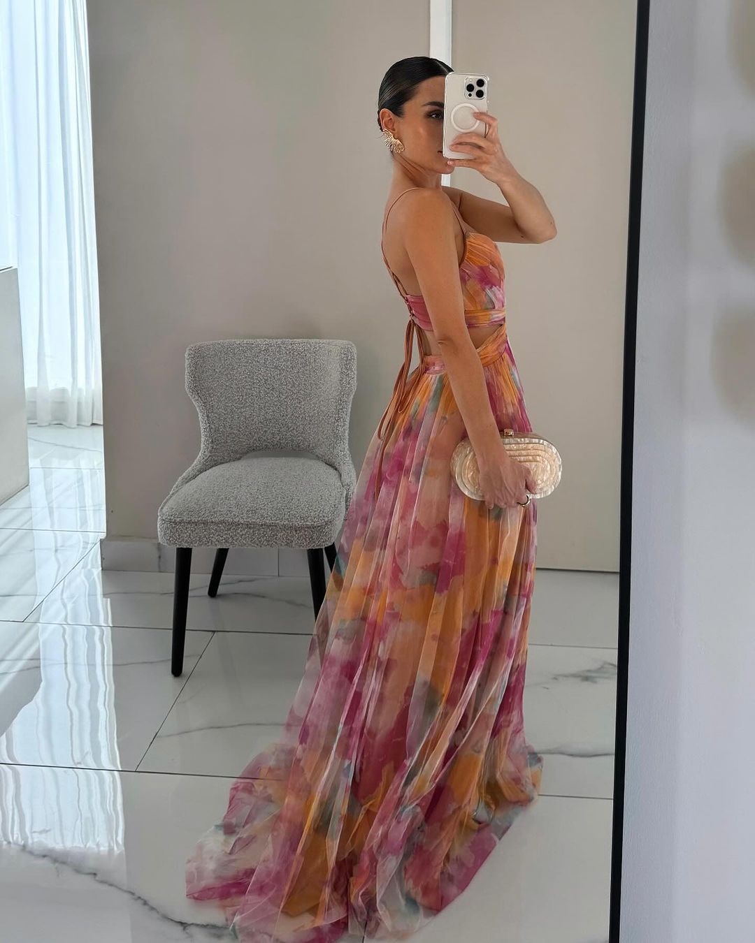 Caída de la gasa del vestido maxi Samar