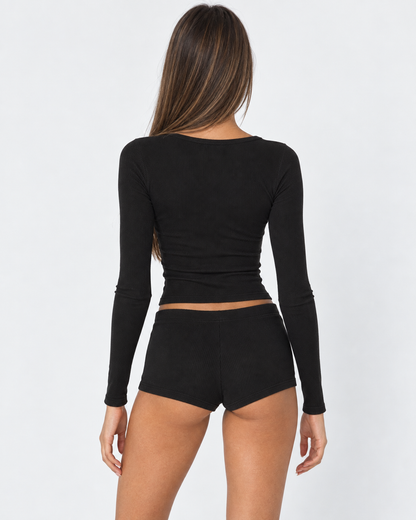 Conjunto Canalé con Jersey Abotonado