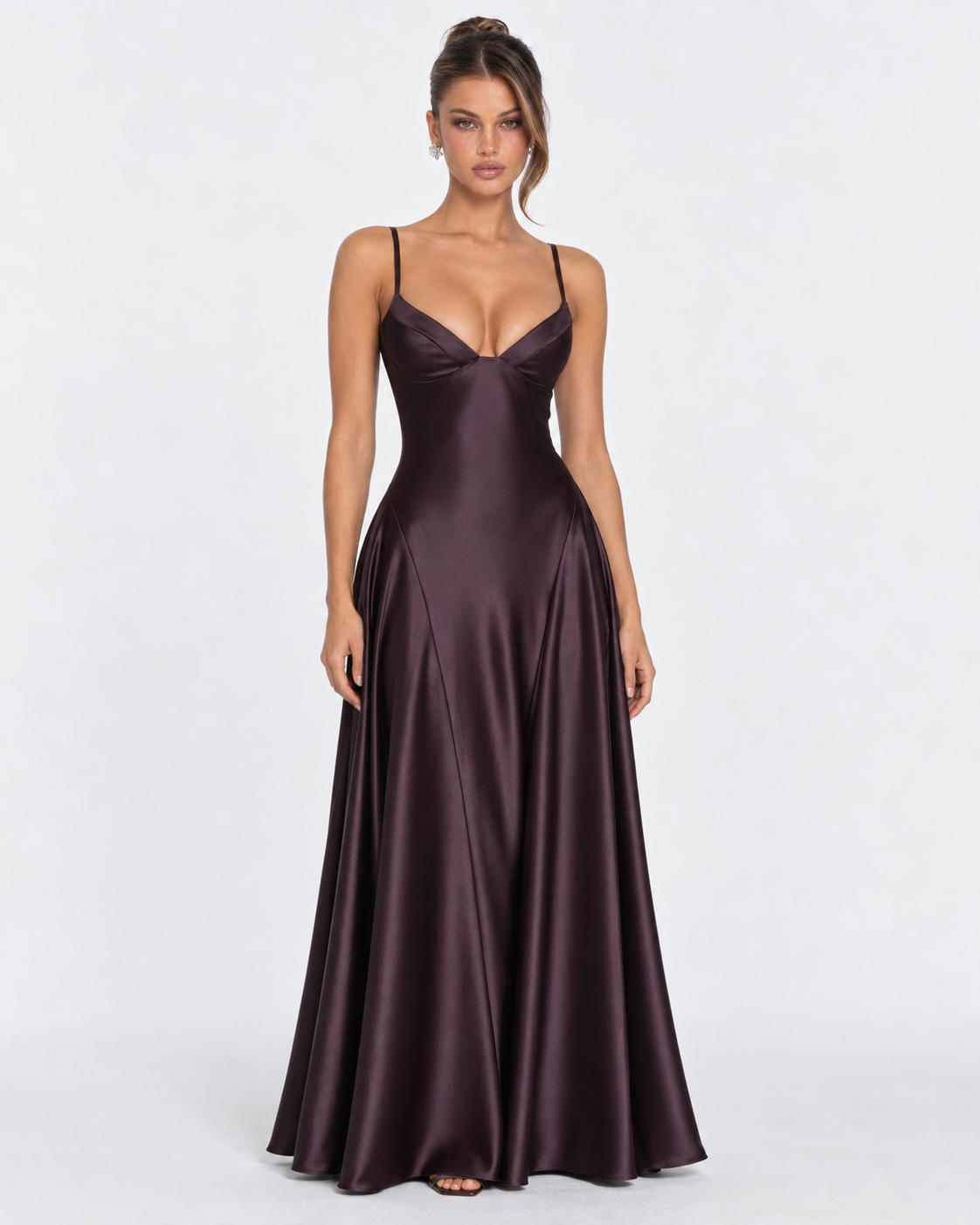 Vestido Largo de Satén con Corsé y Cordones en la Espalda