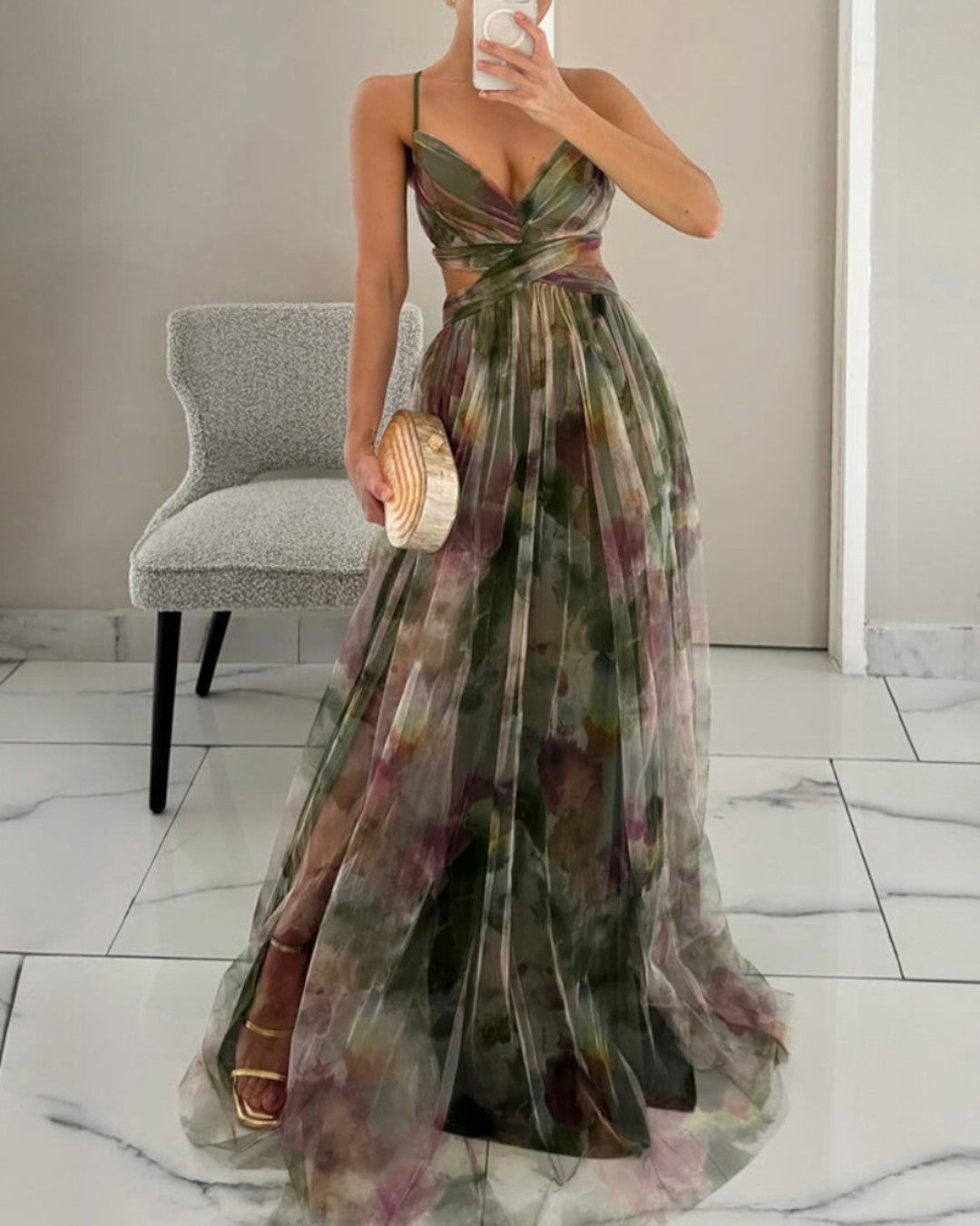 Vestido maxi floral Samar en color verde