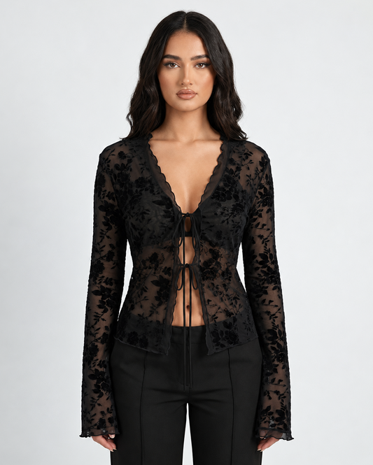 Top de Malla con Lazo Magnolia de la Noche