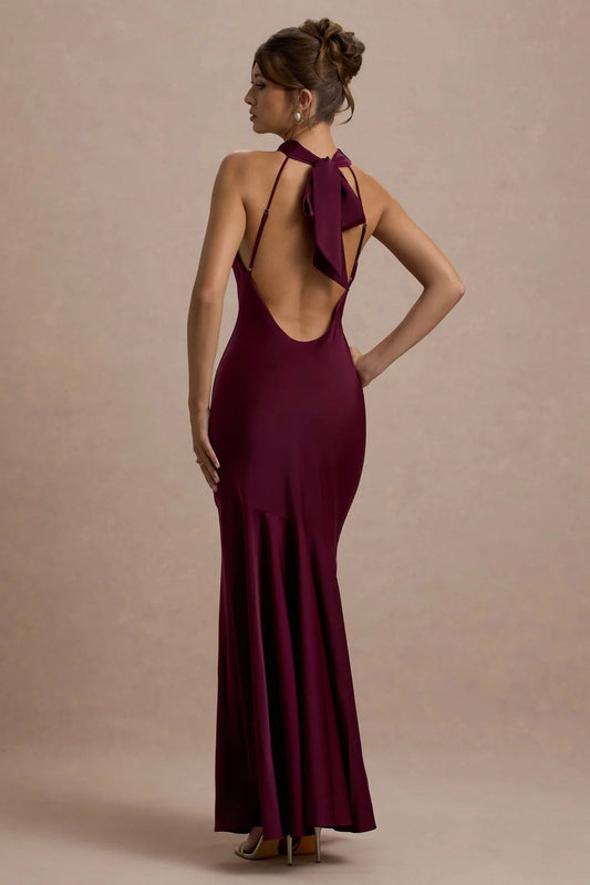 Vestido Largo Burdeos Elegance