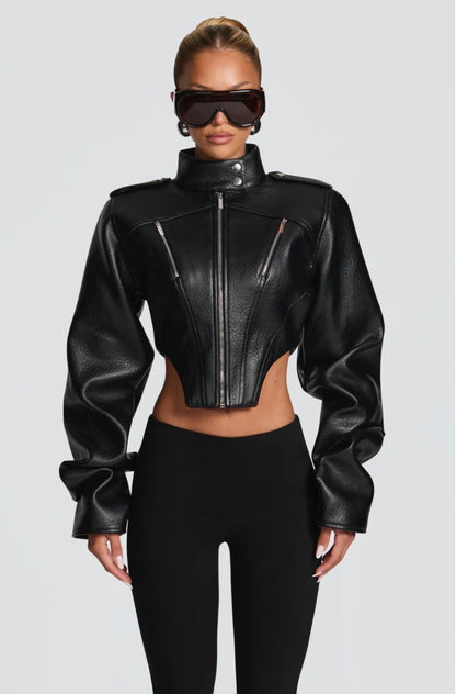 Chaqueta Corta Estructurada Efecto Piel
