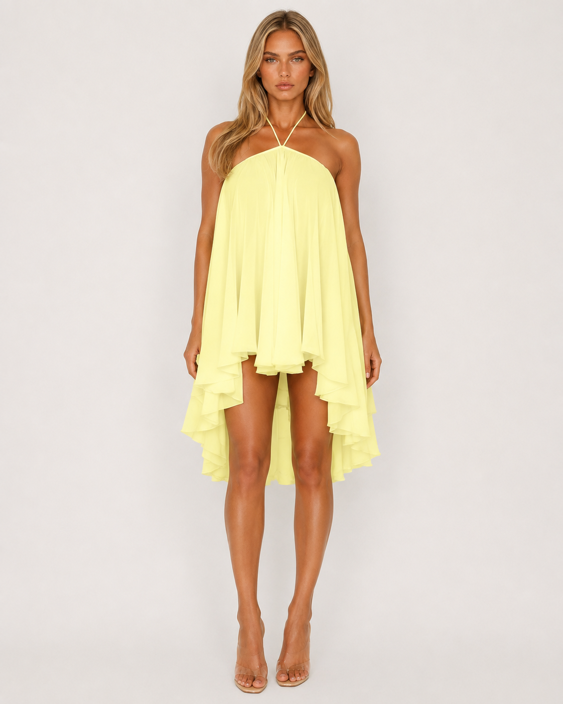 Vestido Corto Halter Oliva de la Brisa