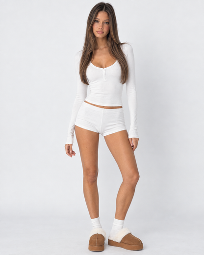 Conjunto Canalé con Jersey Abotonado