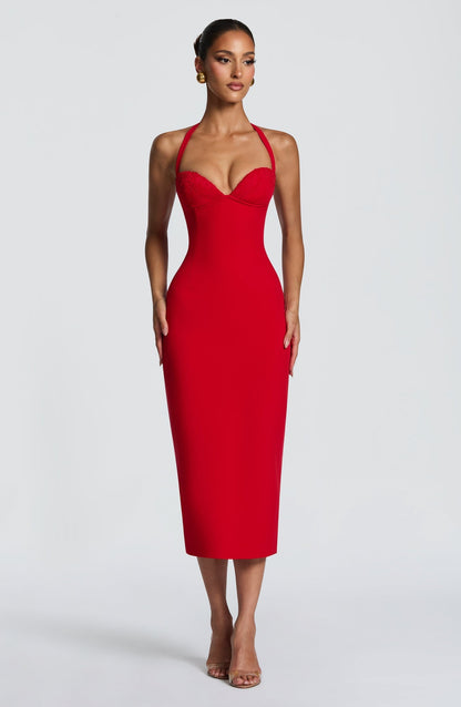 Vestido de Encaje con Espalda Abierta Rosa del Alba