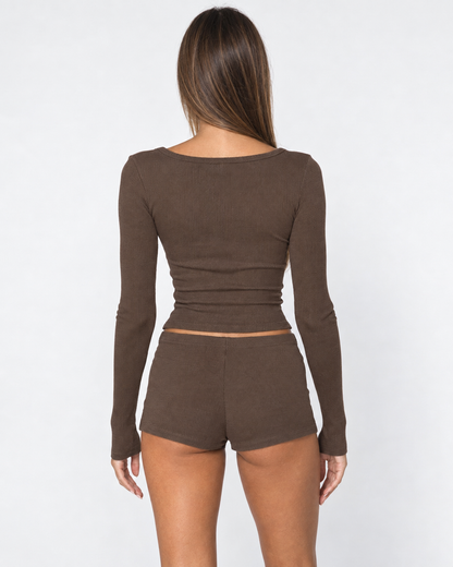 Conjunto Canalé con Jersey Abotonado