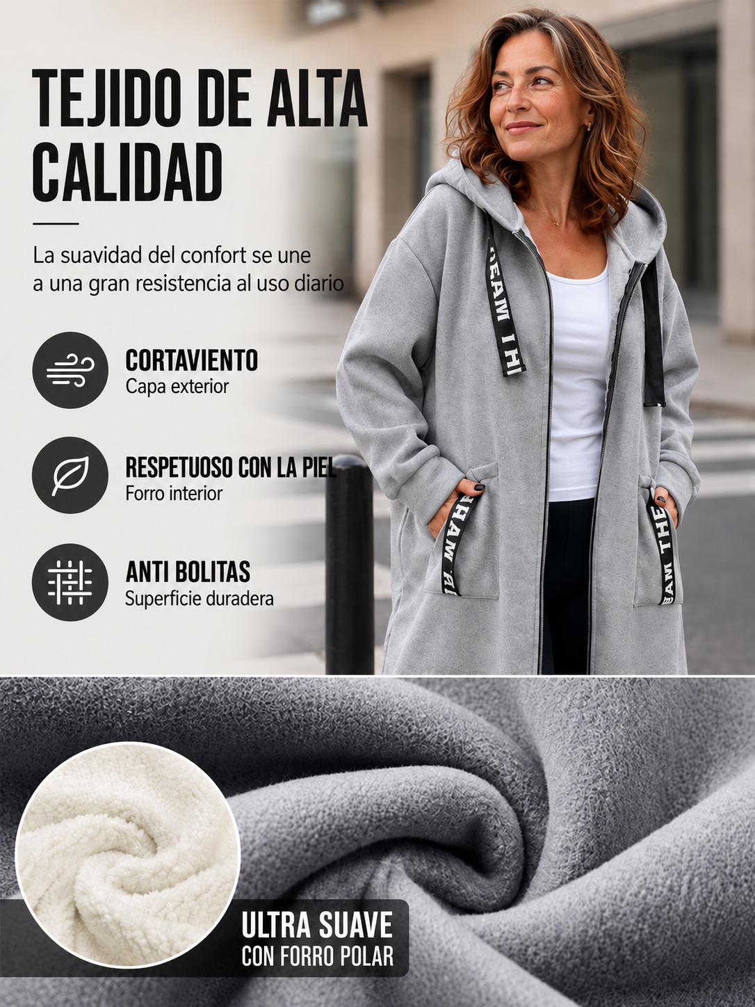 Sudadera con capucha extra grande para mujer