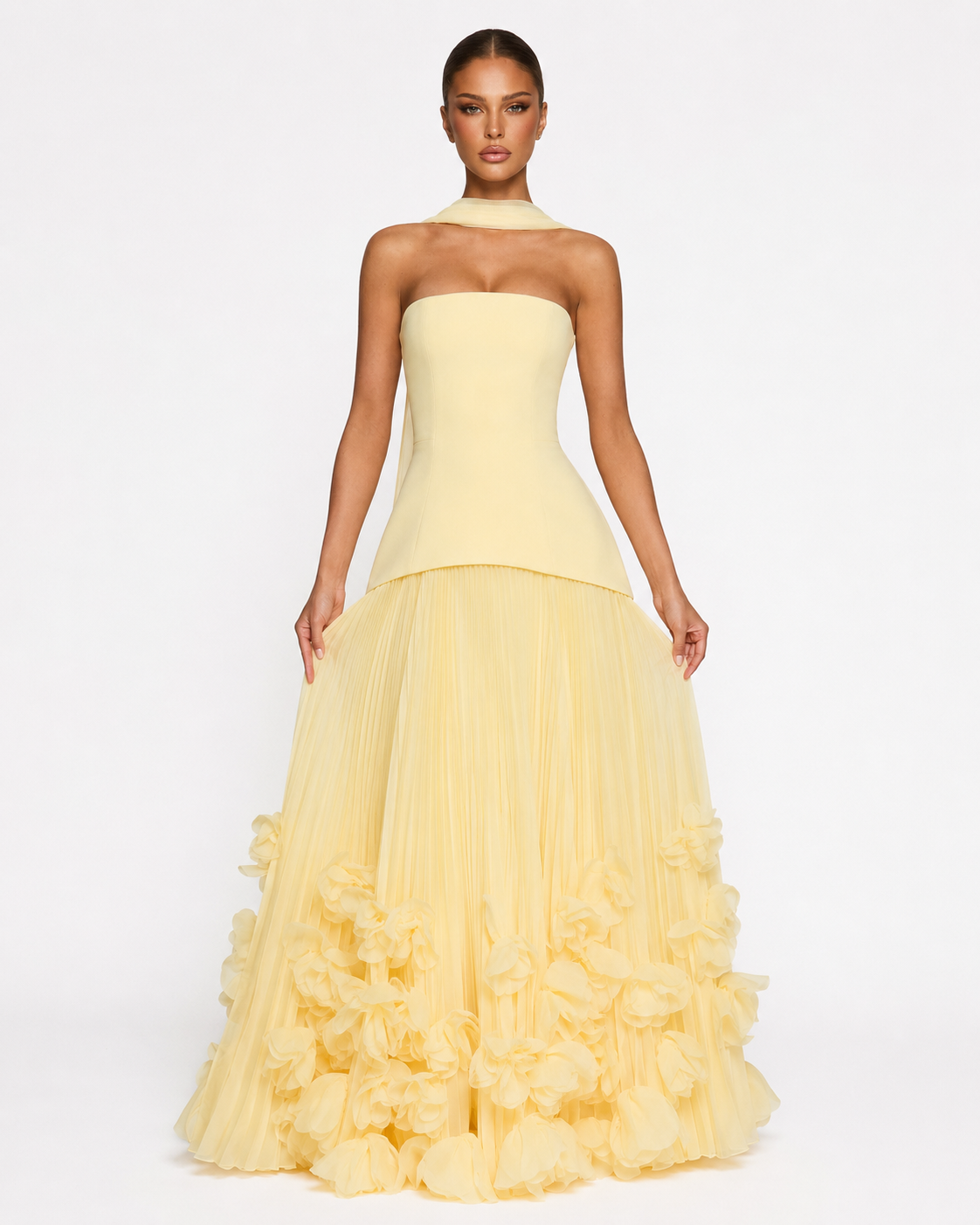 Vestido Largo Floral sin Tirantes Riviera de la Brisa