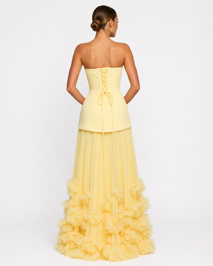 Vestido Largo Floral sin Tirantes Riviera de la Brisa