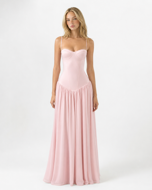 Vestido Largo con Corsé Zafiro de la Brisa