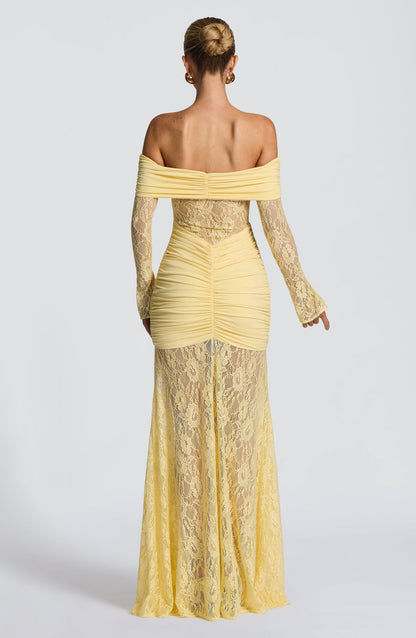 Vestido de Encaje Drapeado Iris del Alba