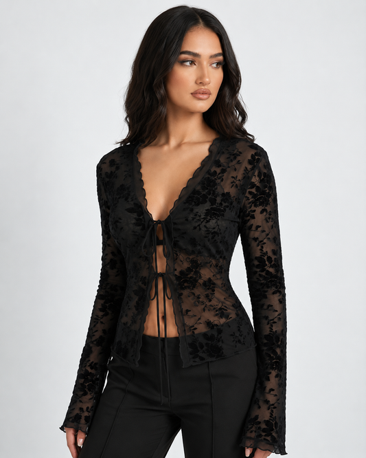 Top de Malla con Lazo Magnolia de la Noche
