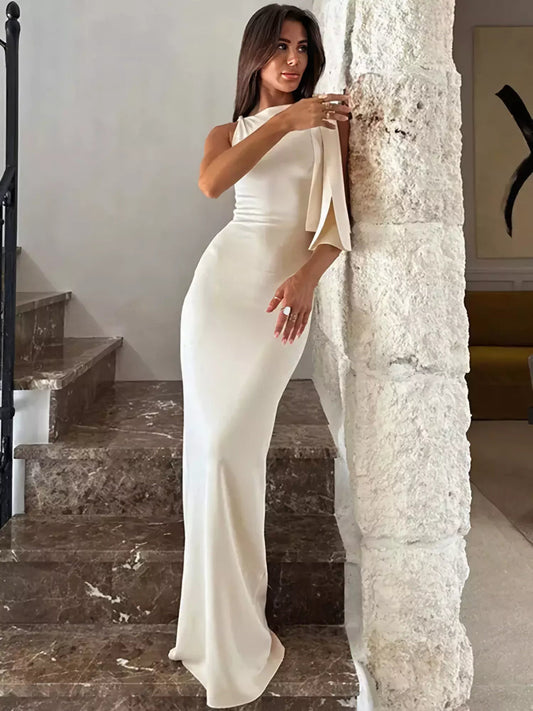 Vestido Largo de Un Hombro Celeste de la Estrella