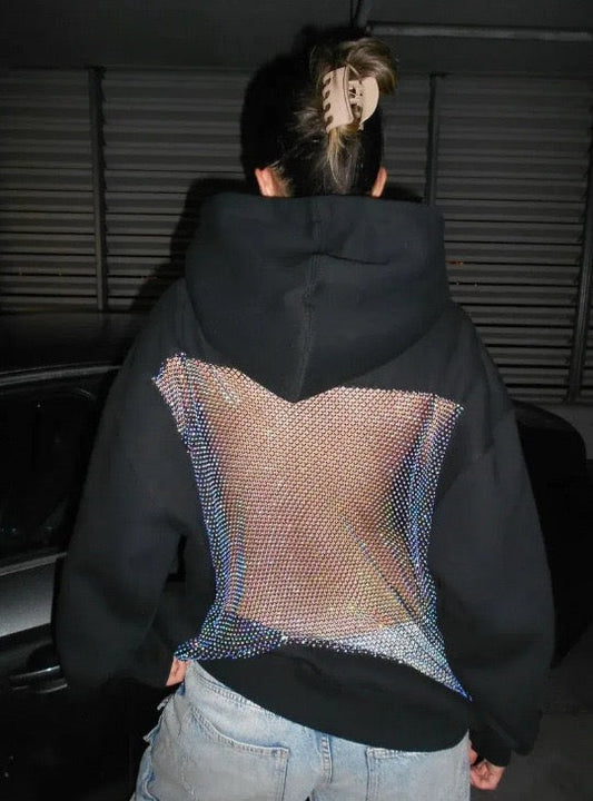 Sudadera con Capucha y Panel Brillante en la Espalda