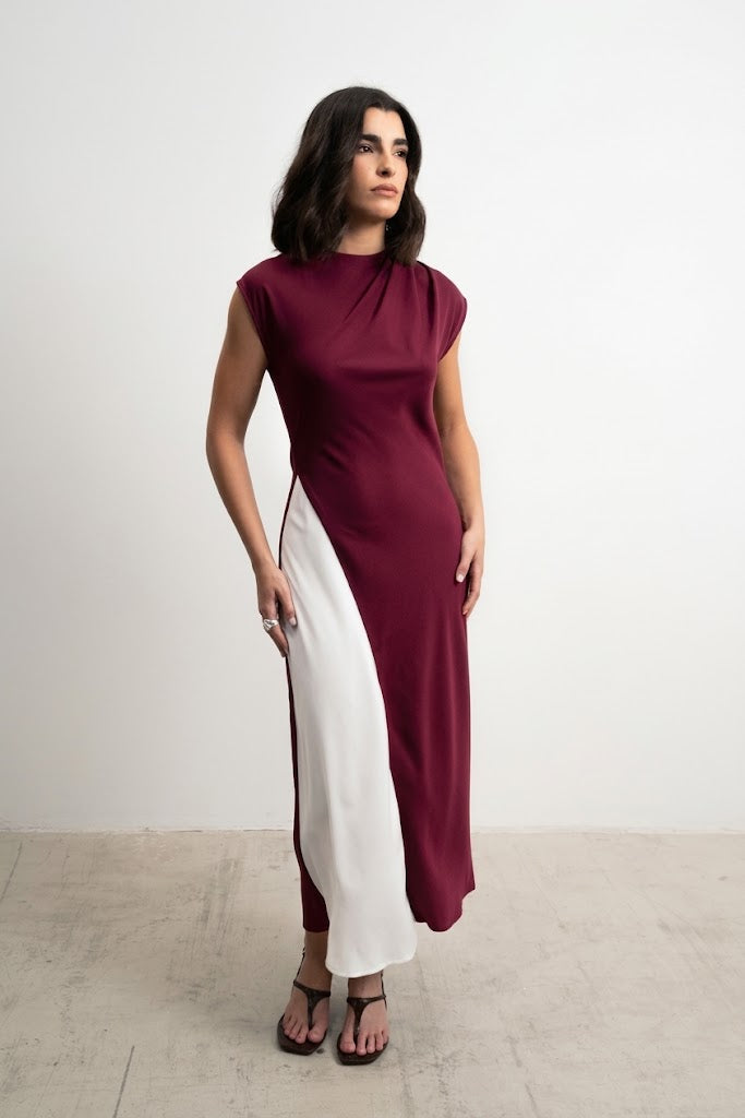 Vestido midi combinado