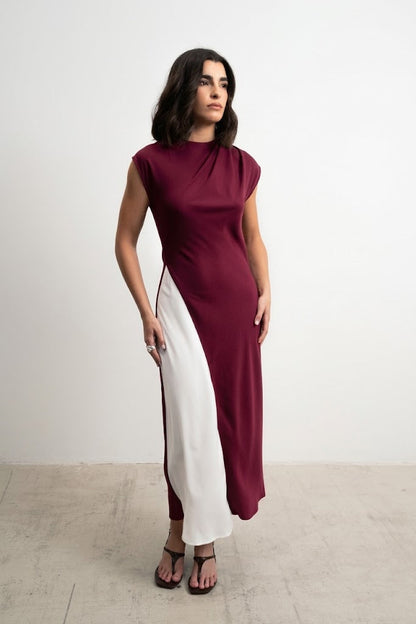 Vestido midi combinado