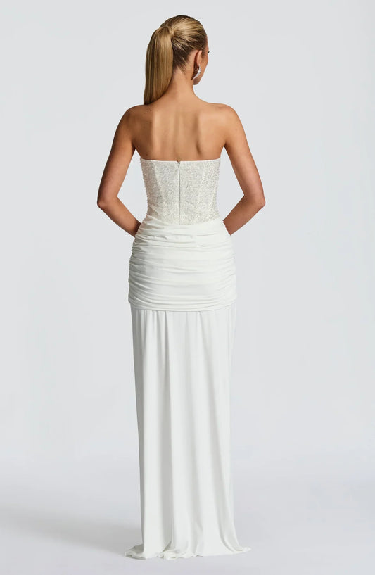 Vestido Largo de Lentejuelas sin Tirantes Jazmín de la Estrella