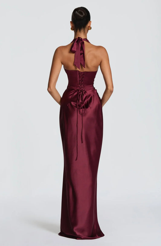 Vestido de Satén Halter Celeste de la Marea