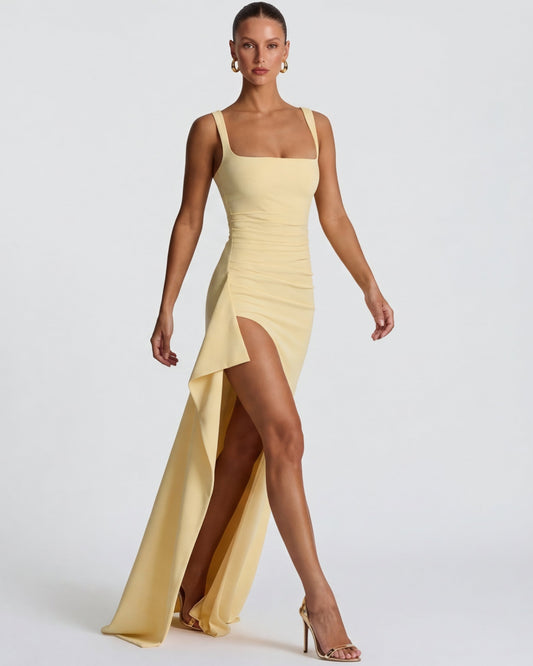 Vestido Largo con Escote Cuadrado Verano del Valle