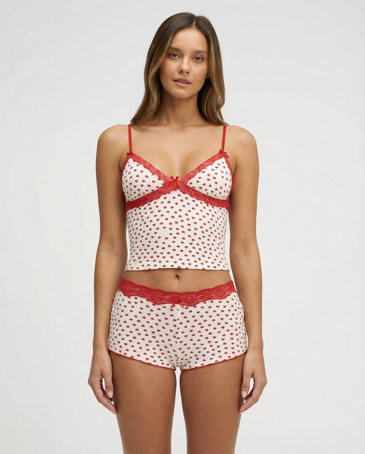 Pijama de Corazones con Encaje