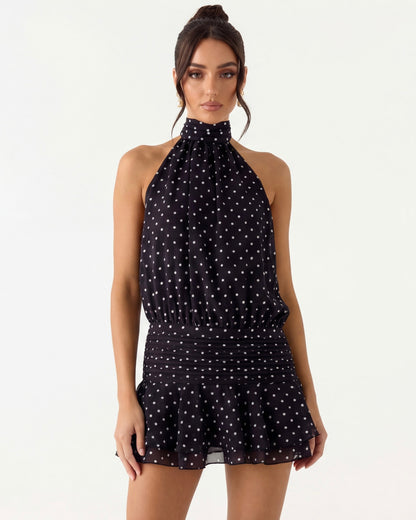 Vestido Corto Halter Jazmín de Primavera