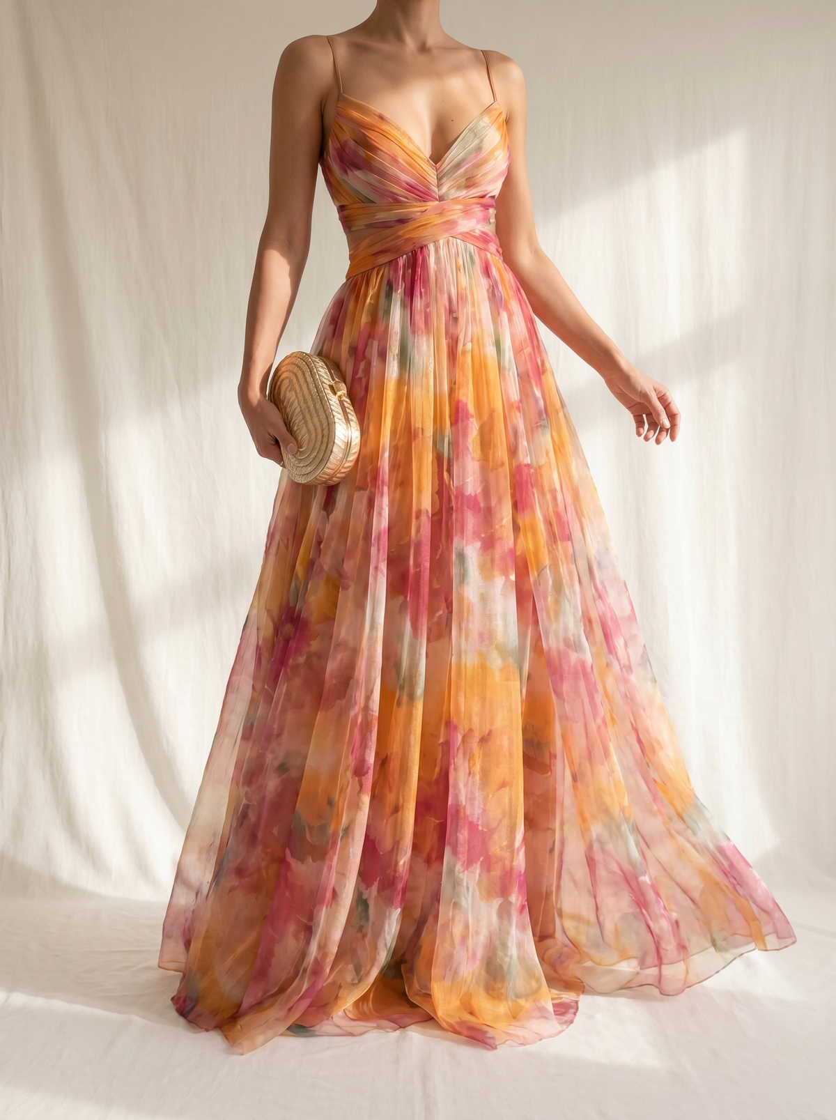Vestido maxi floral Samar con tirantes regulables