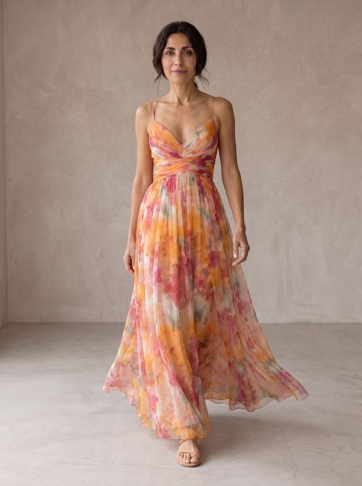 Vestido maxi Samar de gasa con estampado floral