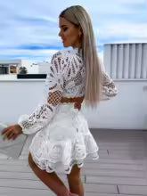 CONJUNTO ENCAJE BLANCO NEGRO