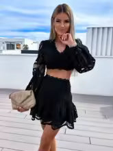 CONJUNTO ENCAJE BLANCO NEGRO