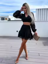 CONJUNTO ENCAJE BLANCO NEGRO
