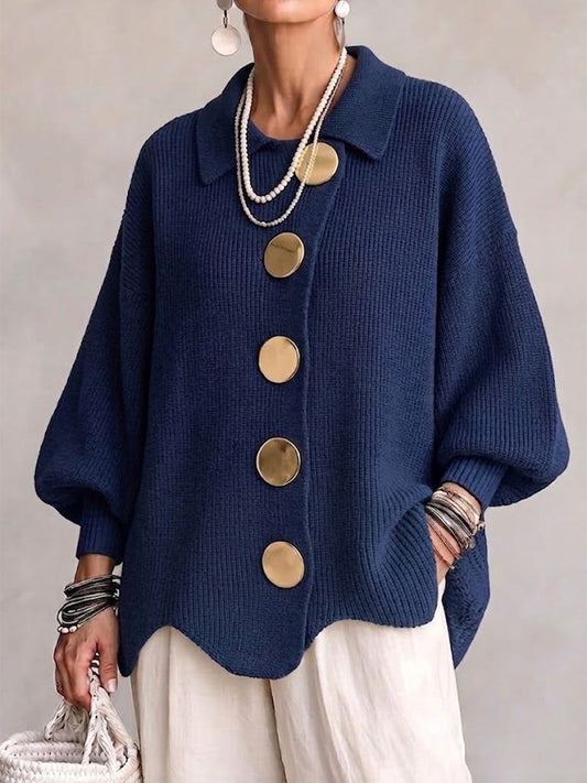 Cárdigan Iolanthe con Cuello y Botones Metálicos
