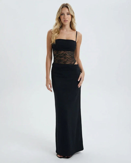 Vestido con Transparencias de Encaje