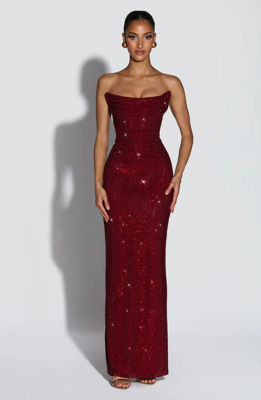 Vestido de Encaje sin Tirantes Cristal de la Marea